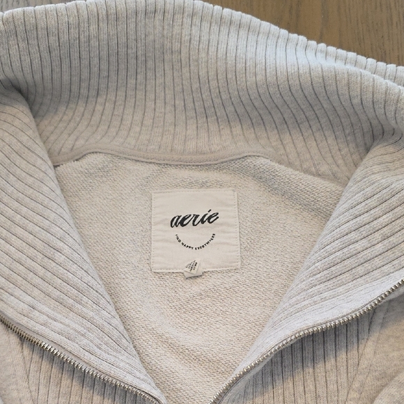 Aerie Light Gray Half-Zip Sweatshirt - Picture 2 of 4